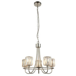 Luminosa Lighting Luminosa Berenice 5 Light Multi Arm Glass Ceiling Pendant Bright Nickel - thumbnail 7