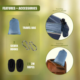 Geezy Travel Hammock For Camping 210T Nylon Portable Hanging Swing Backpacking Bed - thumbnail 5