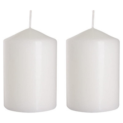 SolaDirect Pillar Candles, Pack Of 2, Unscented, Long Burning Time, 15 X 7 Cm / 6 X 2.75 In (White, Matt) - image 1