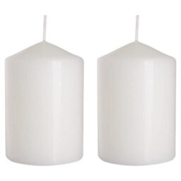SolaDirect Pillar Candles, Pack Of 2, Unscented, Long Burning Time, 15 X 7 Cm / 6 X 2.75 In (White, Matt) - thumbnail 1