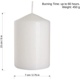 SolaDirect Pillar Candles, Pack Of 2, Unscented, Long Burning Time, 15 X 7 Cm / 6 X 2.75 In (White, Matt) - thumbnail 3