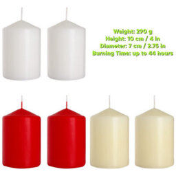 SolaDirect Pillar Candles, Pack Of 2, Unscented, Long Burning Time, 15 X 7 Cm / 6 X 2.75 In (White, Matt) - thumbnail 9