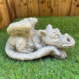 Enchanting  Dreaming Dragon Stone Cast Statue Small Outdoor Ornament Garden Sculpture - thumbnail 8