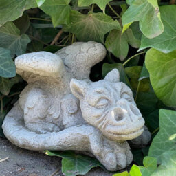 Enchanting  Dreaming Dragon Stone Cast Statue Small Outdoor Ornament Garden Sculpture - thumbnail 5