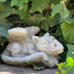Enchanting  Dreaming Dragon Stone Cast Statue Small Outdoor Ornament Garden Sculpture - thumbnail 6