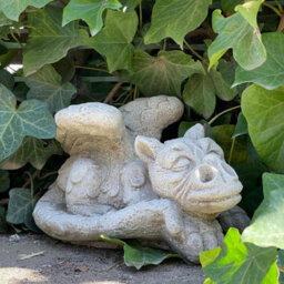 Enchanting  Dreaming Dragon Stone Cast Statue Small Outdoor Ornament Garden Sculpture - thumbnail 3