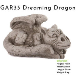 Enchanting  Dreaming Dragon Stone Cast Statue Small Outdoor Ornament Garden Sculpture - thumbnail 4