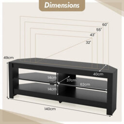 140 Cm Multifunctional Console Table For Up To 65 Inch Tv Black - thumbnail 2