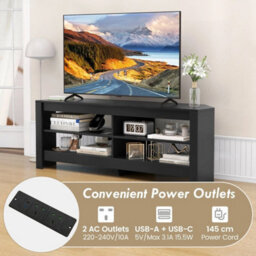 140 Cm Multifunctional Console Table For Up To 65 Inch Tv Black - thumbnail 4
