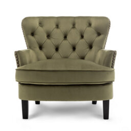 Velvet Sage Green Buttoned Ava Accent Chair - thumbnail 2