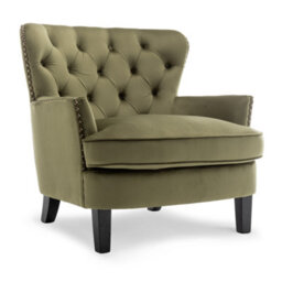 Velvet Sage Green Buttoned Ava Accent Chair - thumbnail 3