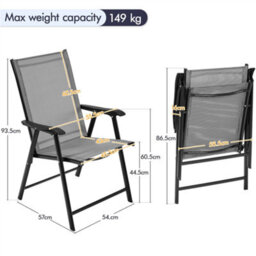 Yaheetech Grey Set Of 4 Outdoor Texteline Folding Dining Chairs With Backrest/ Armrests - thumbnail 3