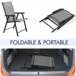 Yaheetech Grey Set Of 4 Outdoor Texteline Folding Dining Chairs With Backrest/ Armrests - thumbnail 7