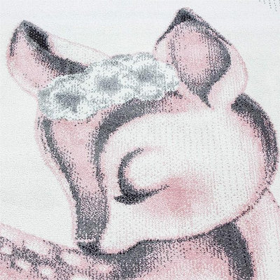 Bravich Pink Sleeping Fawn Kids Circle Rug - Bambi - 120Cm - image 1