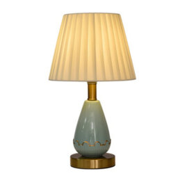 Living And Home Ceramic And Iron Table Lamp With Beige Fabric Shade Warm Light, 5W - thumbnail 5