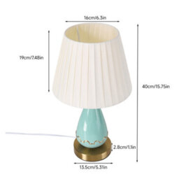 Living And Home Ceramic And Iron Table Lamp With Beige Fabric Shade Warm Light, 5W - thumbnail 9