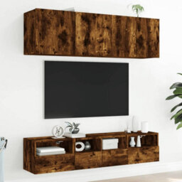 Walplus Tv Wall Cabinets 2 Pcs Smoked Oak 40X30X30 Cm Engineered Wood - thumbnail 4