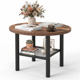 Gainoom Round Coffee Table 2-Tier Modern Circular Center Table