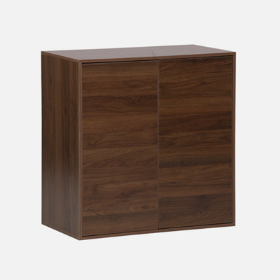 Sweeek - Sideboard Walnut Wood Effect 2-Door Storage Unit W 70 X D 35 X H 70 Cm - Kompo