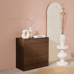 Sweeek - Sideboard Walnut Wood Effect 2-Door Storage Unit W 70 X D 35 X H 70 Cm - Kompo - thumbnail 7