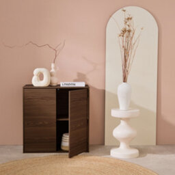 Sweeek - Sideboard Walnut Wood Effect 2-Door Storage Unit W 70 X D 35 X H 70 Cm - Kompo - thumbnail 8