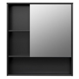 Levede Black Wooden Bathroom Wall Mounted Mirror Cabinet Storage Open Shelf - thumbnail 3