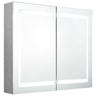 Berkfield Stylish Led Bathroom Mirror Cabinet Concrete Grey 80X12X68 Cm - image 1