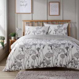 Meadow Grey Printed Duvet Set In Grey - King