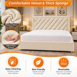 Luxury Upholstered Divan Bed With Side Storage Drawers & Tall Headboard - thumbnail 6