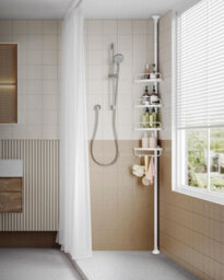 Songmics Adjustable Corner Storage Unit, 4-Tier Bathroom Organizer With Extension Rod, Rust-Proof Shower Rack, White - thumbnail 3
