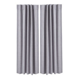 Thehotsale Solid Colour Faux Linen Polyester 100% Curtains Pair Blackout Curtains In Grey - thumbnail 3
