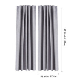 Thehotsale Solid Colour Faux Linen Polyester 100% Curtains Pair Blackout Curtains In Grey - thumbnail 9