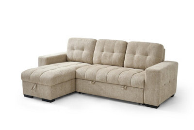 Beehive Furniture - Porto Universal Corner Sofa Bed - Beige Upholstered Corner Couch - image 1