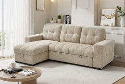 Beehive Furniture - Porto Universal Corner Sofa Bed - Beige Upholstered Corner Couch - thumbnail 3