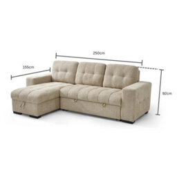 Beehive Furniture - Porto Universal Corner Sofa Bed - Beige Upholstered Corner Couch - thumbnail 2