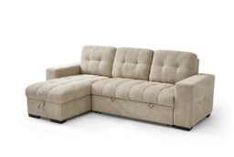 Beehive Furniture - Porto Universal Corner Sofa Bed - Beige Upholstered Corner Couch - thumbnail 1
