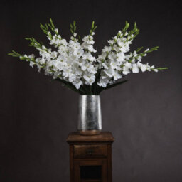 Hill Interiors Gladioli Artificial Flower - Fabric/plastic - L6 X W11 X H108 Cm - White