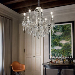 Ideal Lux Gioconda  8 Light Crystal Chandelier Antique Silver Finish, E14 - thumbnail 2
