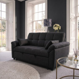 Sofaya Arlo Sofa Bed Plain Black Linen Convertible Pull Out Sofa Seater Chaise - thumbnail 5