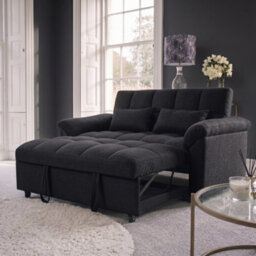 Sofaya Arlo Sofa Bed Plain Black Linen Convertible Pull Out Sofa Seater Chaise - thumbnail 3