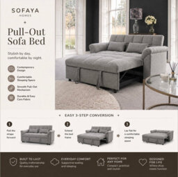 Sofaya Arlo Sofa Bed Plain Black Linen Convertible Pull Out Sofa Seater Chaise - thumbnail 2