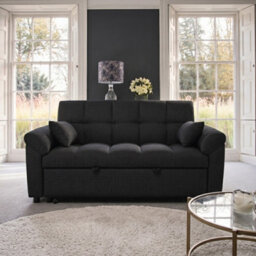 Sofaya Arlo Sofa Bed Plain Black Linen Convertible Pull Out Sofa Seater Chaise - thumbnail 6