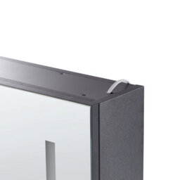 Beliani Bath Mirror Cabinet Black Plywood 60 X 60Cm Led, 2-Door Wall-Mounted - thumbnail 5