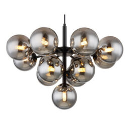 Luminosa Lighting Luminosa Grappy Globe Pendant Ceiling Light Matt Black Balls Smoke Glass Shade 13X G9 - thumbnail 3