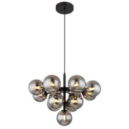 Luminosa Lighting Luminosa Grappy Globe Pendant Ceiling Light Matt Black Balls Smoke Glass Shade 13X G9 - thumbnail 1