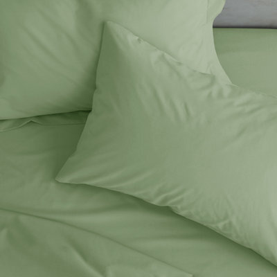 Catherine Lansfield Pillowcases Easy Iron Percale Standard 50X75Cm Pack Of 2 Pillow Cases With Envelope Closure Sage Green - image 1