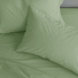 Catherine Lansfield Pillowcases Easy Iron Percale Standard 50X75Cm Pack Of 2 Pillow Cases With Envelope Closure Sage Green