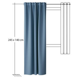 Bricoflor Blackout Curtain With Hidden Concealed Loops  - Blue - 2,45 X 1,40 M - Plain - thumbnail 6