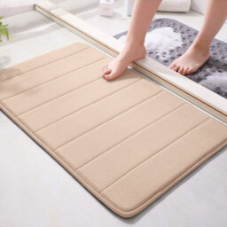 Ameha Memory Foam Bath Shower Mats Cream Bathroom Rug Super Soft Water Absorbent Luxury Modern Stylish 40X60 Cm Easy Care Anti Slip Uk