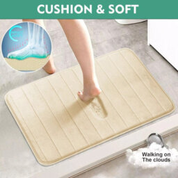 Ameha Memory Foam Bath Shower Mats Cream Bathroom Rug Super Soft Water Absorbent Luxury Modern Stylish 40X60 Cm Easy Care Anti Slip Uk - thumbnail 9